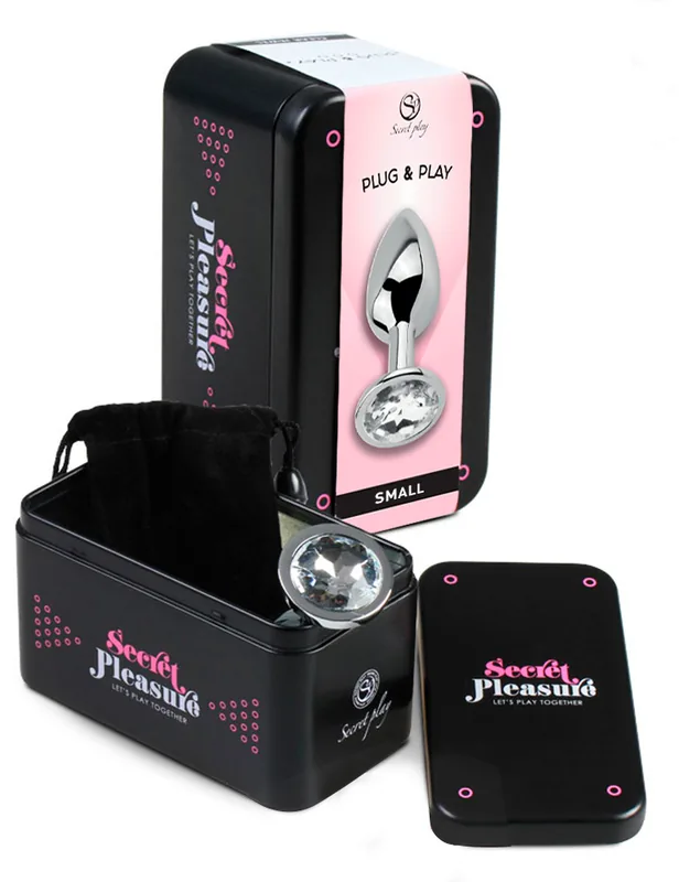 Boîte et pochette du plug anal Secretplay avec bijou, taille S